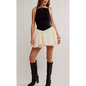Free People Black Bodice Cream Bubble Mini Dress